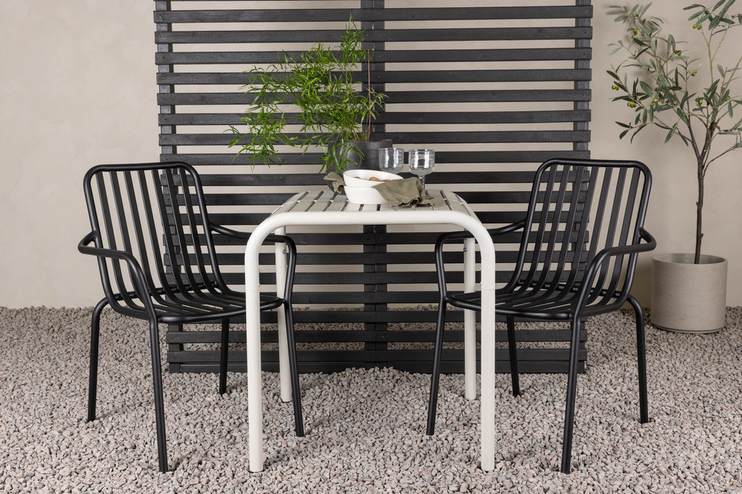 Borneo & Peking Cafebord Beige + Matstolar Svart