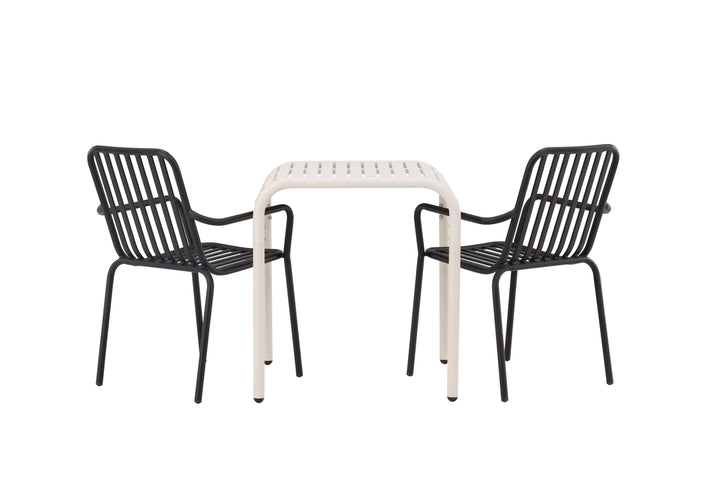 Borneo & Peking Cafebord Beige + Matstolar Svart