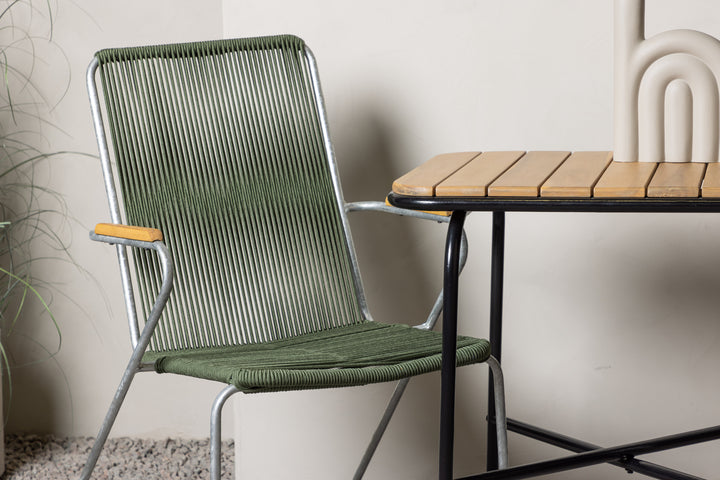 Holmbeck & Bois Cafebord Natur + Matstolar Grön