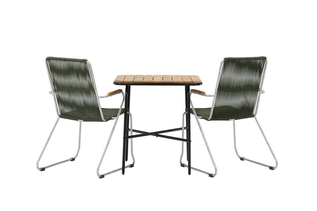 Holmbeck & Bois Cafebord Natur + Matstolar Grön