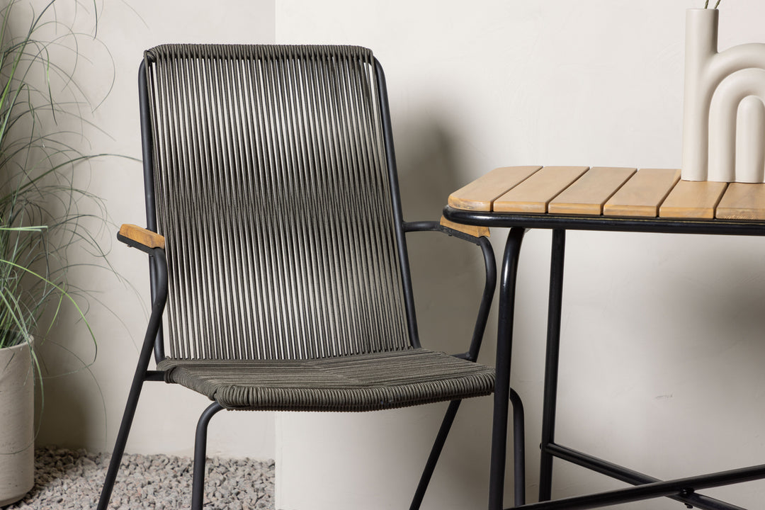 Holmbeck & Bois Cafebord Natur + Matstolar Mörkgrå