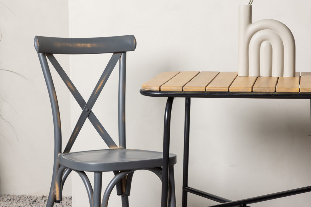Holmbeck & Tablas Cafebord Natur + Matstolar Mörkgrå