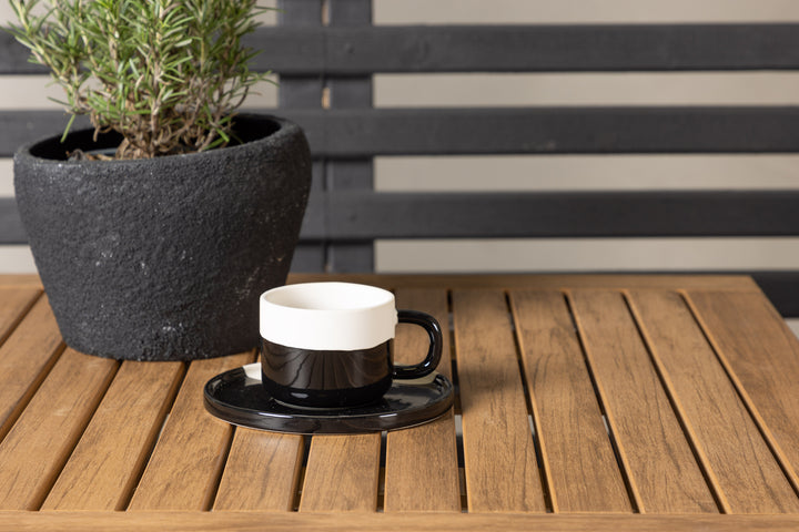 Diego & Bois Cafebord Svart + Matstolar Grön