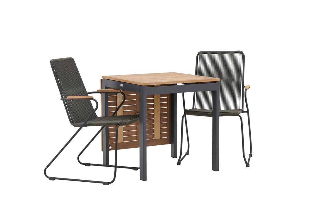 Diego & Bois Cafebord Svart + Matstolar Mörkgrå