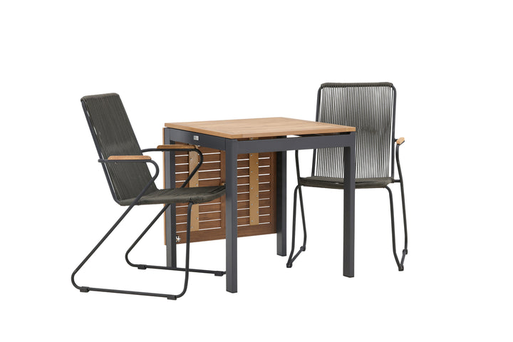 Diego & Bois Cafebord Svart + Matstolar Mörkgrå