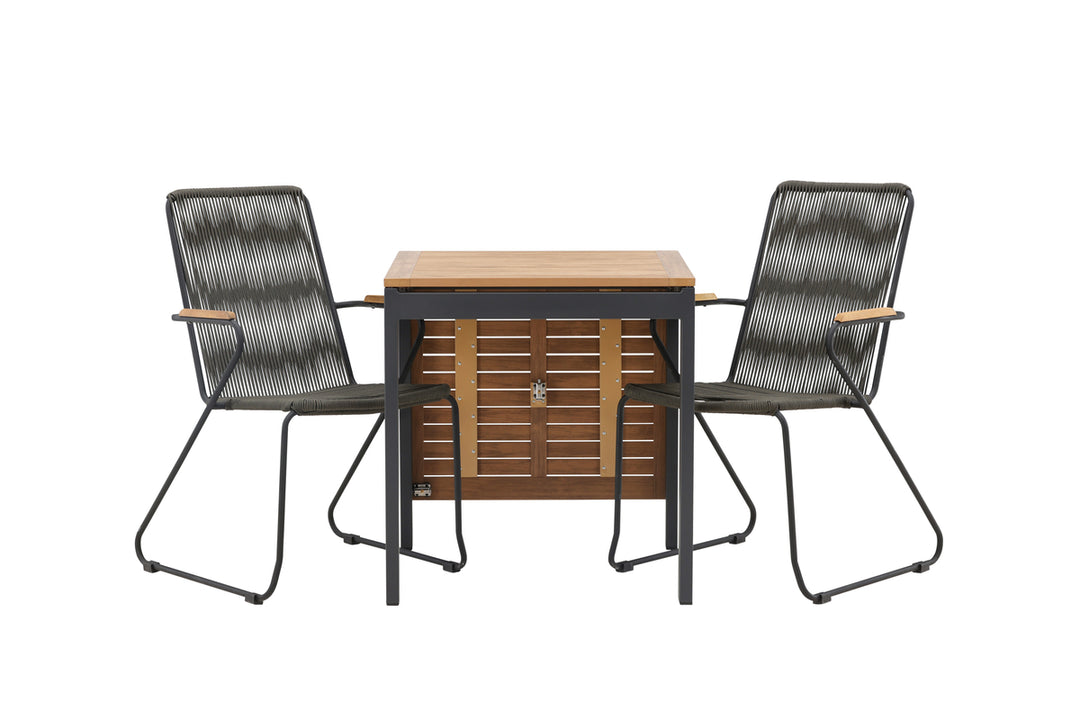 Diego & Bois Cafebord Svart + Matstolar Mörkgrå