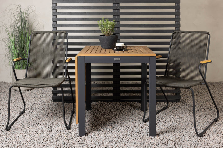 Diego & Bois Cafebord Svart + Matstolar Mörkgrå