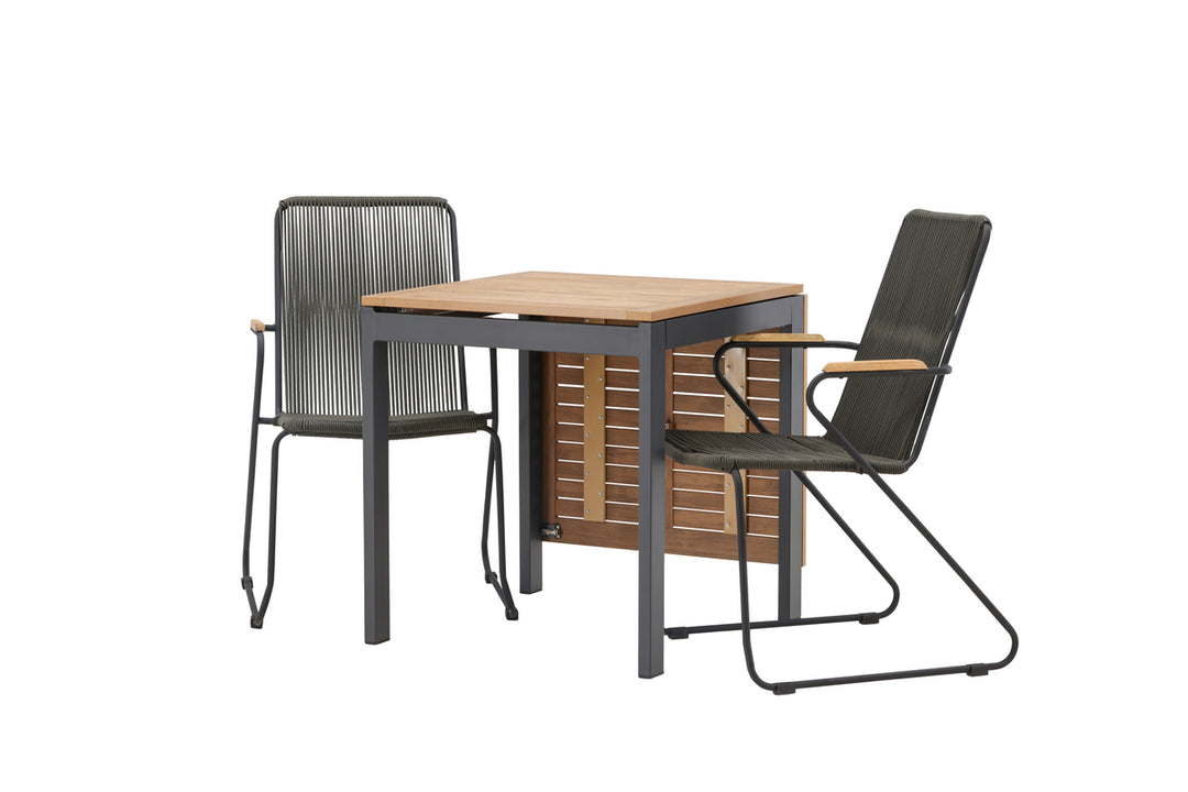 Diego & Bois Cafebord Svart + Matstolar Mörkgrå