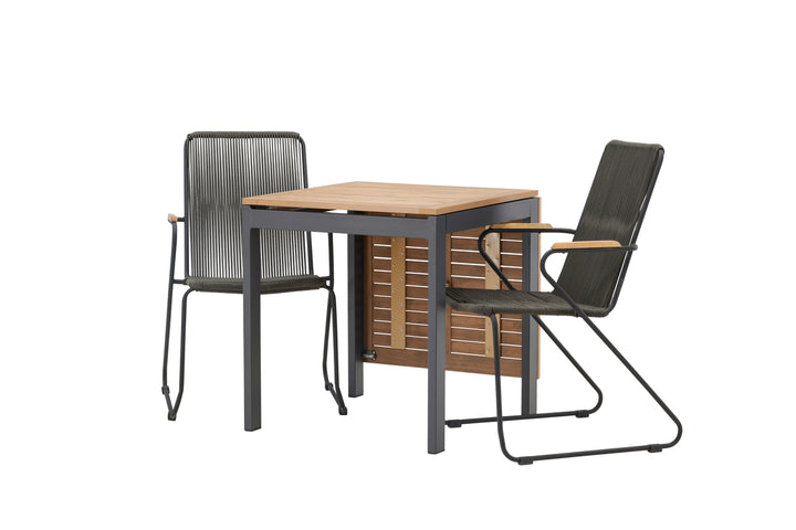 Diego & Bois Cafebord Svart + Matstolar Mörkgrå