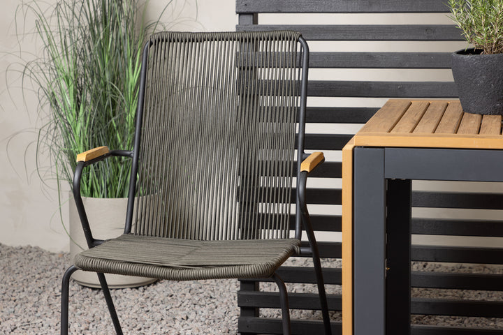 Diego & Bois Cafebord Svart + Matstolar Mörkgrå