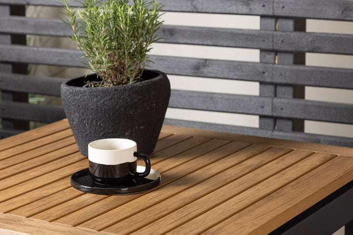 Diego & Bois Cafebord Svart + Matstolar Mörkgrå