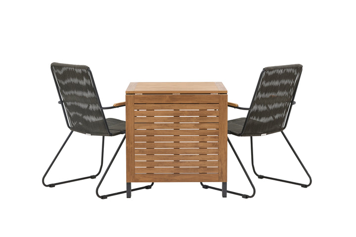 Diego & Bois Cafebord Svart + Matstolar Mörkgrå