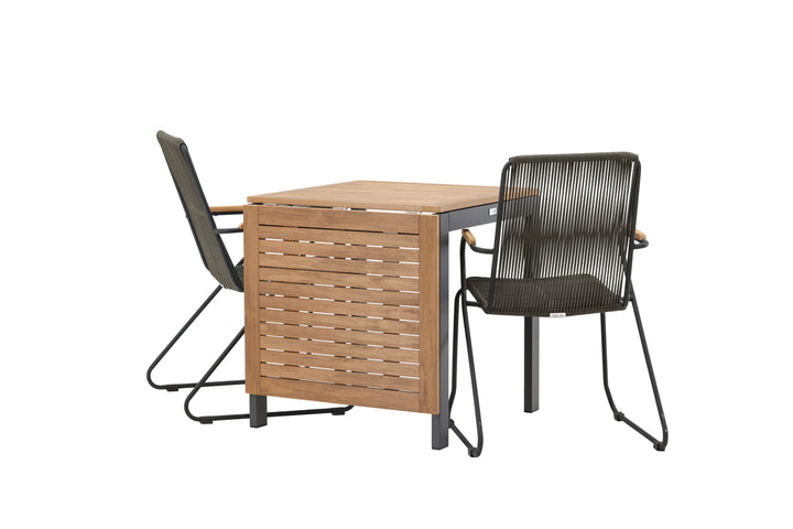 Diego & Bois Cafebord Svart + Matstolar Mörkgrå