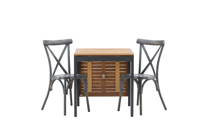 Diego & Tablas Cafebord Svart + Matstolar Mörkgrå