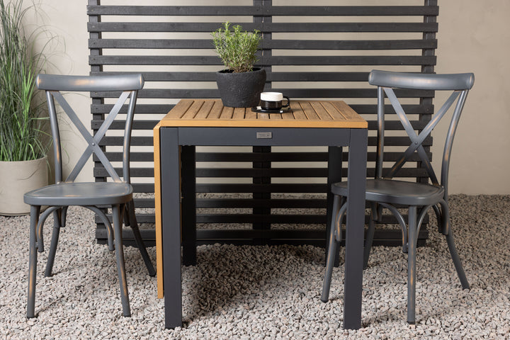 Diego & Tablas Cafebord Svart + Matstolar Mörkgrå