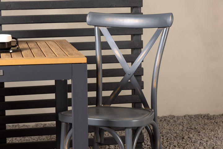 Diego & Tablas Cafebord Svart + Matstolar Mörkgrå