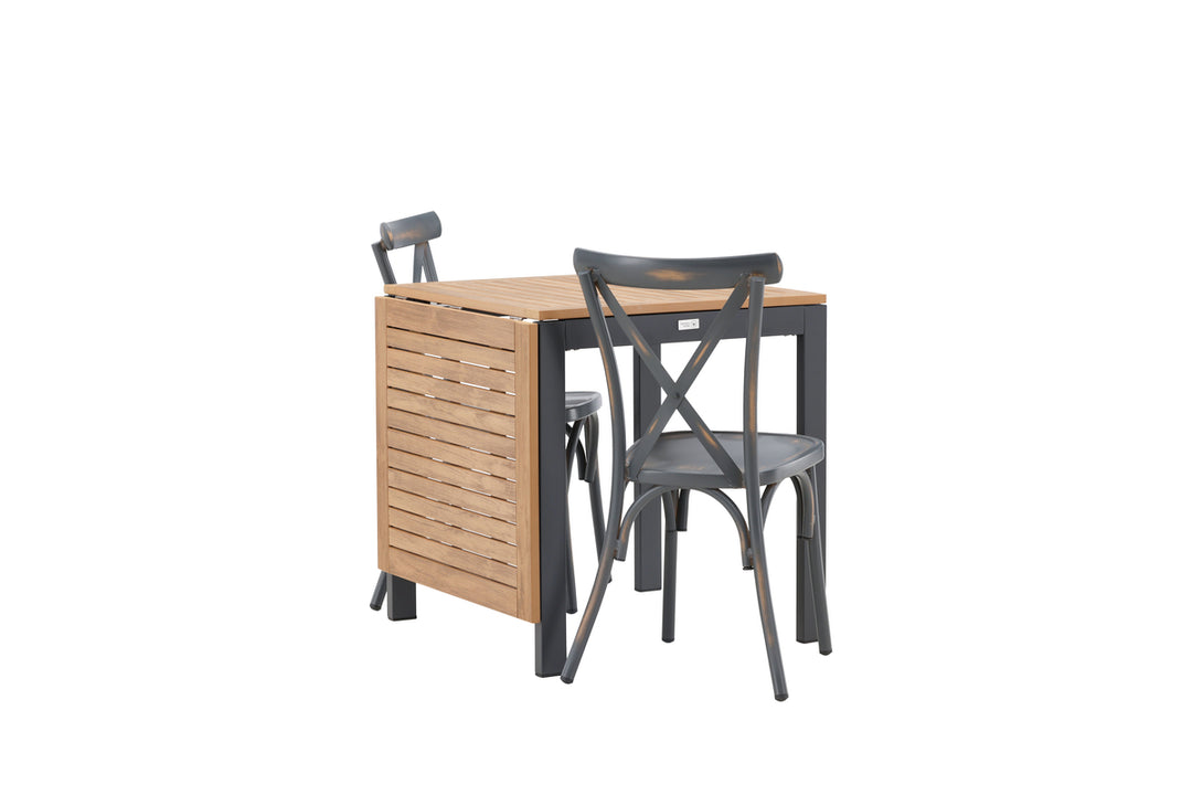 Diego & Tablas Cafebord Svart + Matstolar Mörkgrå