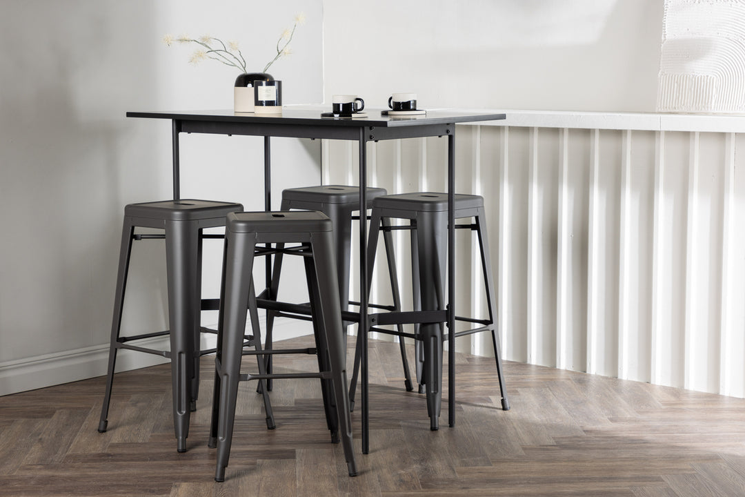 Tempe & Rax Barstolar + Barbord Svart