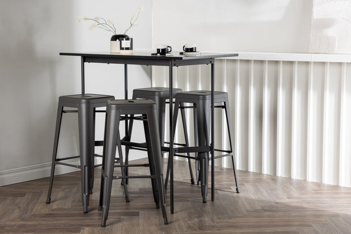 Tempe & Rax Barstolar + Barbord Svart