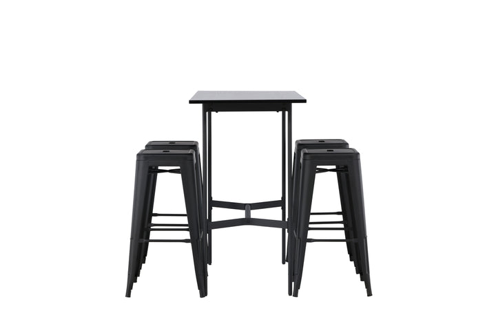 Tempe & Rax Barstolar + Barbord Svart