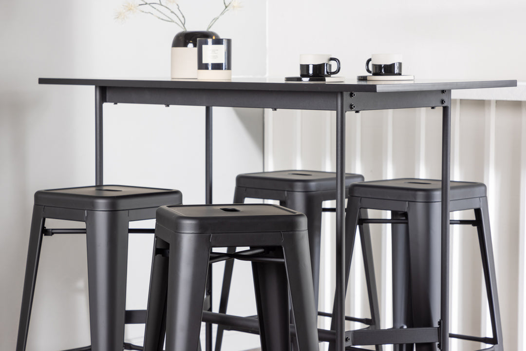 Tempe & Rax Barstolar + Barbord Svart