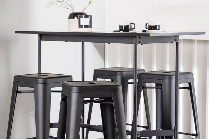 Tempe & Rax Barstolar + Barbord Svart