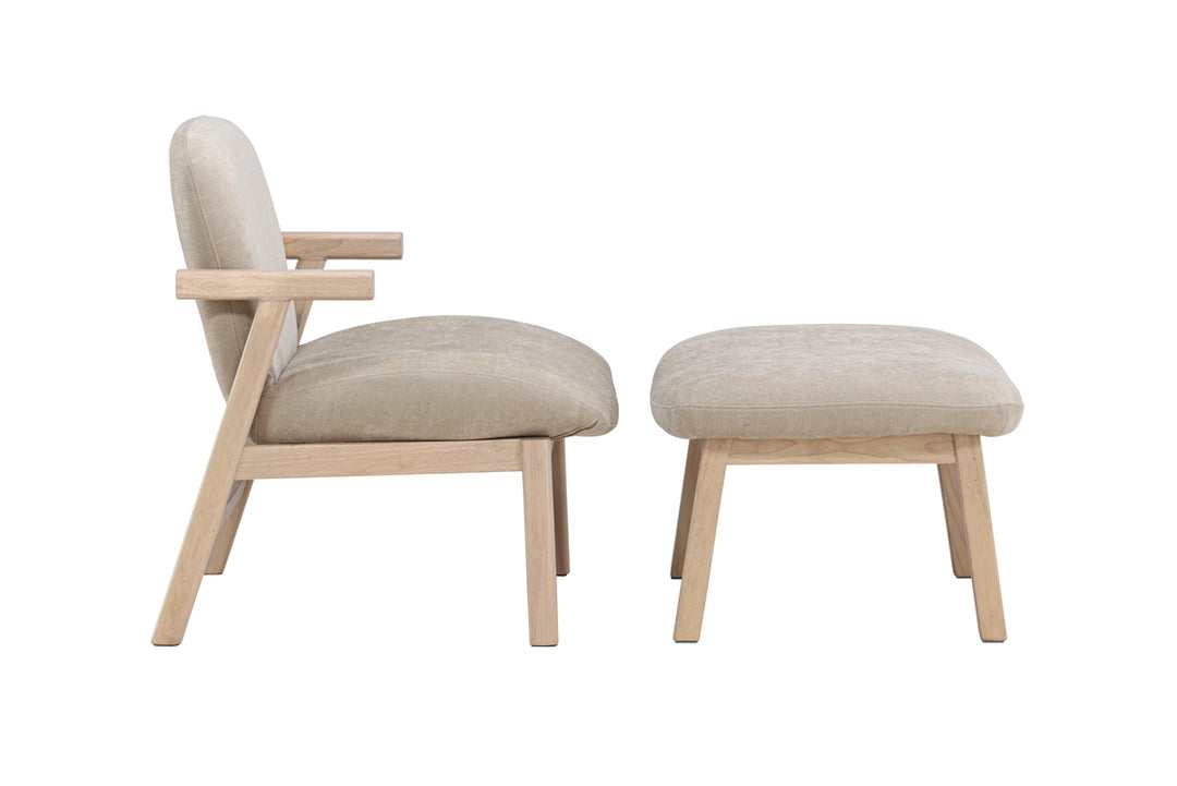 Fåtölj Beige Rile + Ottoman 60x42x60 Beige