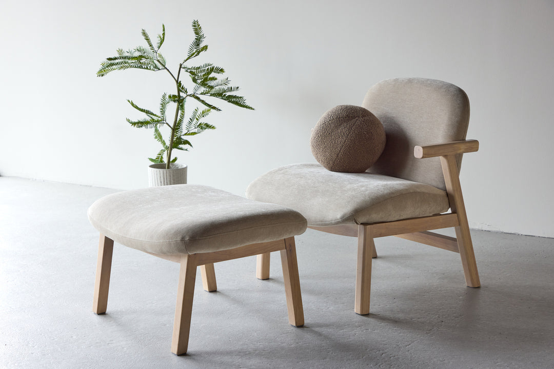 Fåtölj Beige Rile + Ottoman 60x42x60 Beige